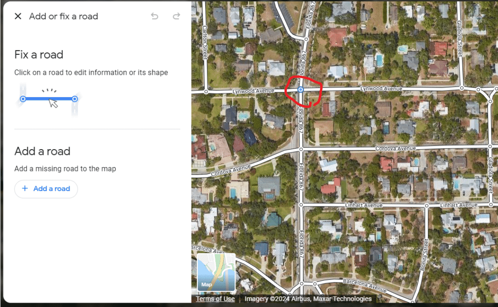Google Maps Fix a Road Start Point 4