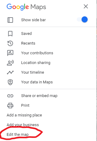 Google Maps Menu 2